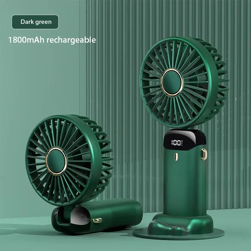 3-in-1 Neck Hanging & Handheld Fan with LED Display & Phone Stand