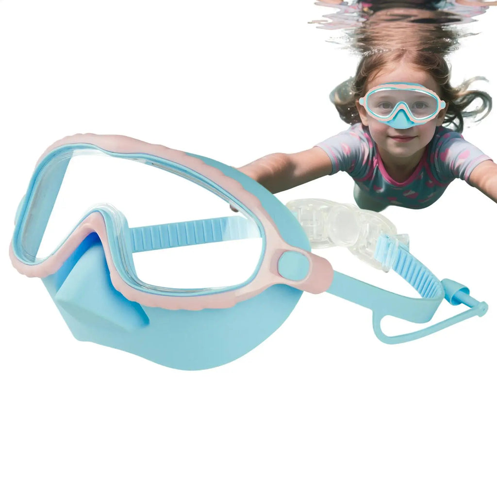 Goggles With Nose Cover Diving Glasses Anti-Fog No-Leak Clear Waterproof Snorkeling Goggles Gear For Children Kids Aged 4-15
