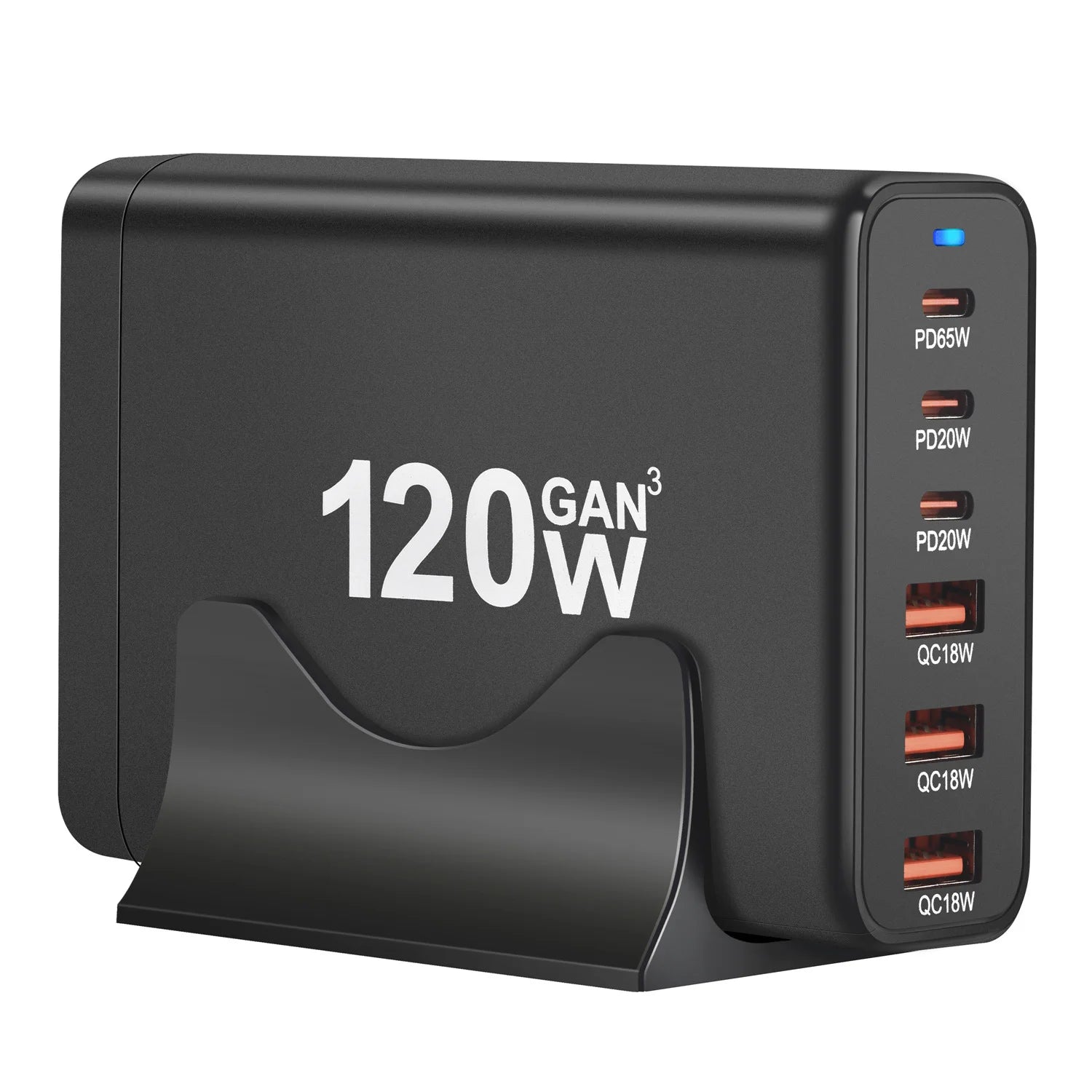 120W GaN 6-Port Charging Station — USB-C PD & USB-A Fast Charge Hub for iPhone, Samsung, Laptop & More