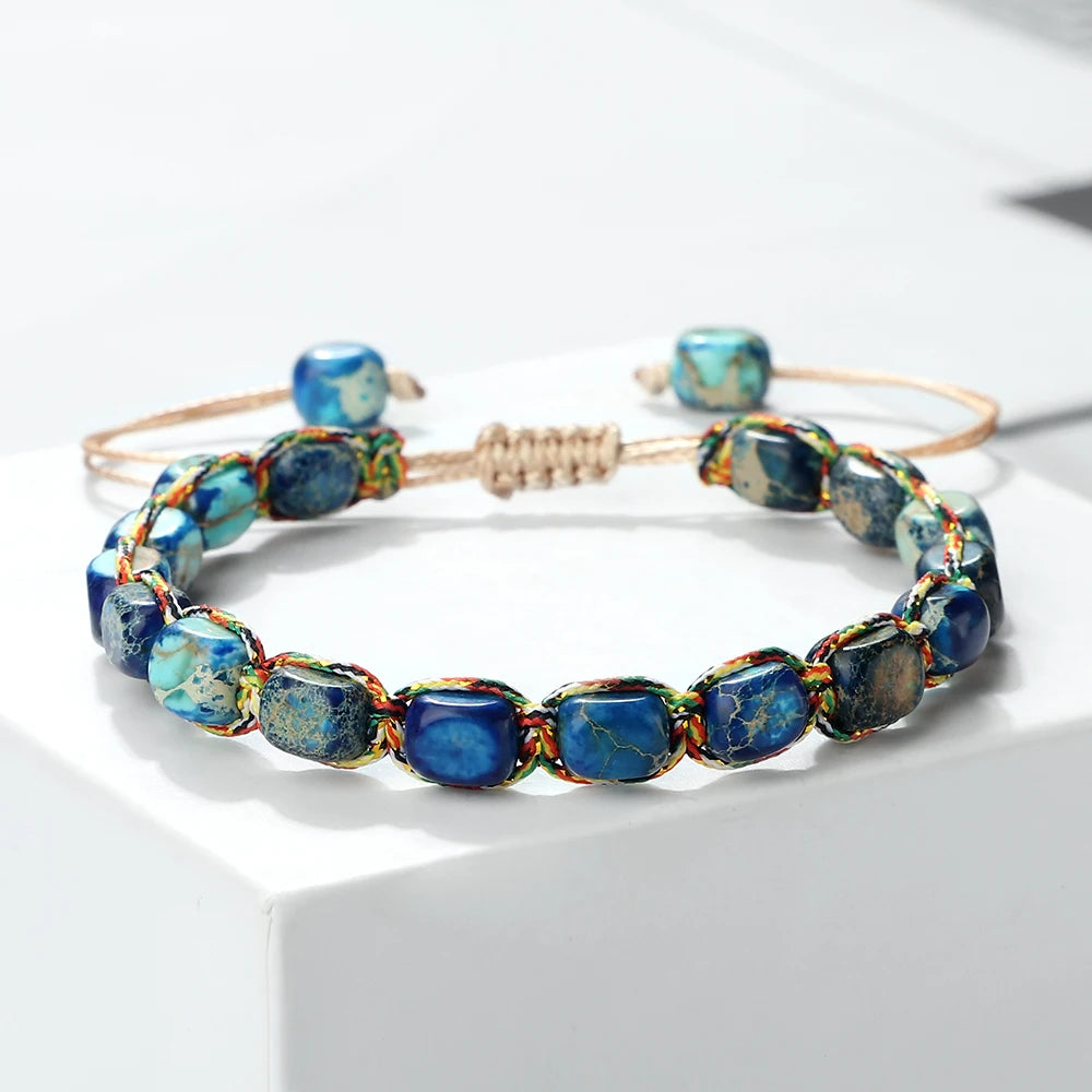 Imperial Stone Beaded Bracelet – Handmade Braided Friendship Jewelry for Women & Men