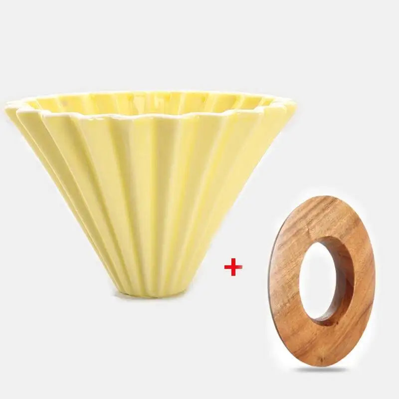 Ceramic Origami Pour-Over Coffee Dripper - Flower Shape Filter Cup