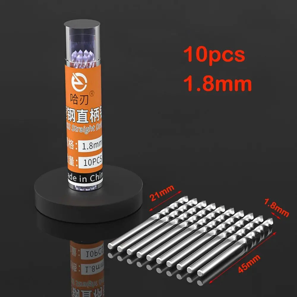 10pcs 0.5-3.0mm HSS Twist Drill Bit Set For Dremel Rotary Tool Straight Shank Mini Drill Bit Set High Speed Steel Hole Cutter