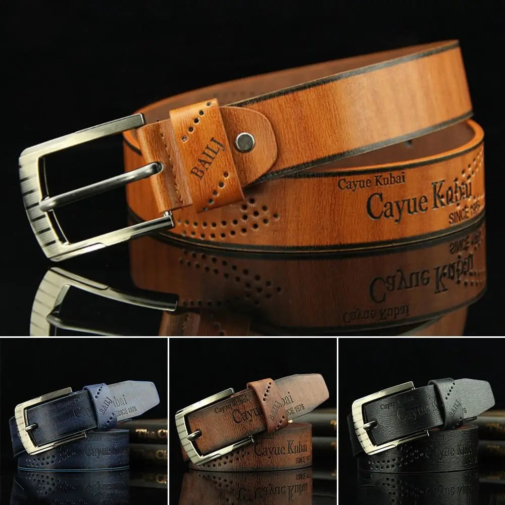 Men's Classic PU Leather Belt with Alloy Buckle