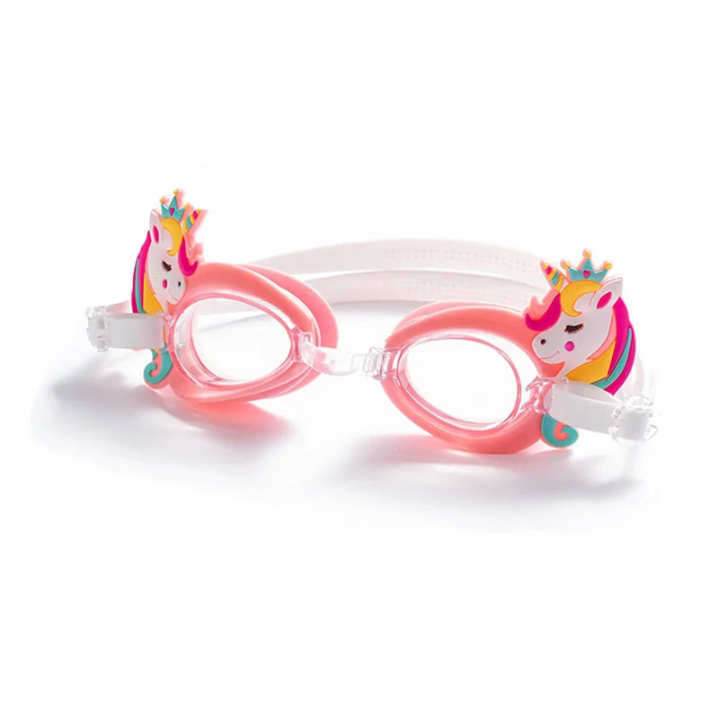 Cartoon Colorful Pony Children's Swimming Goggles Waterproof Anti Fog Adjustable Glasses