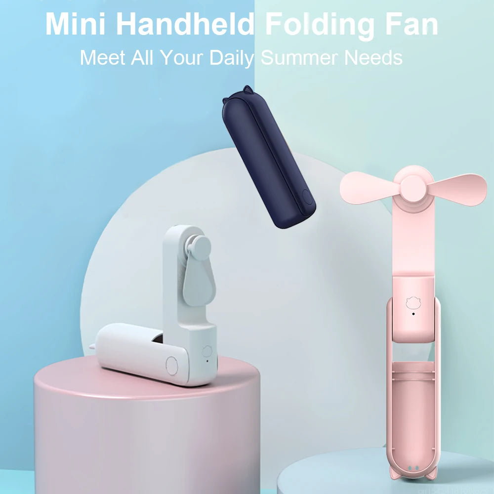 Mini Portable Rechargeable Handheld Fan with Power Bank