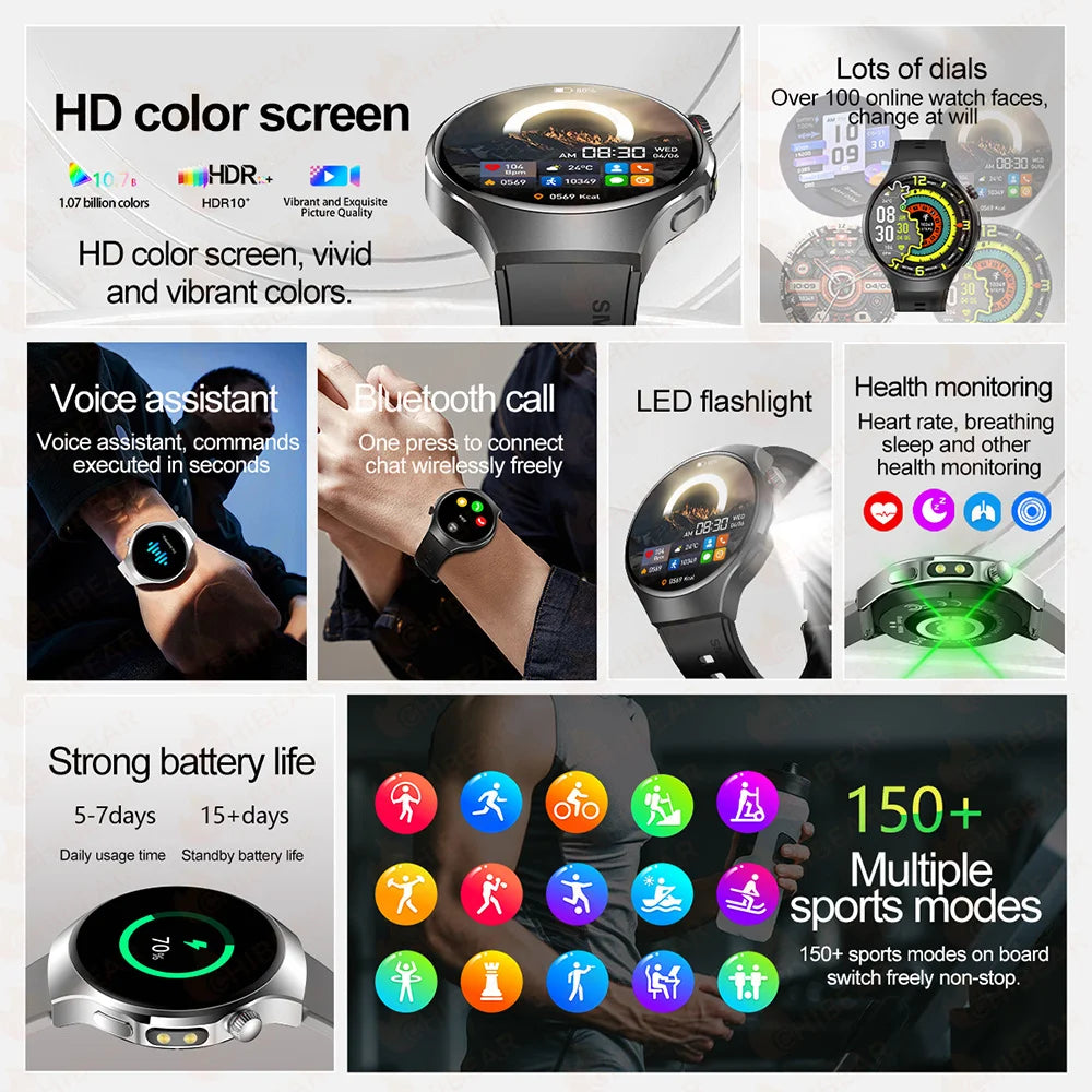 ChiBear Smartwatch - Bluetooth Calling, IP68, Heart Rate, 150+ Sports Modes