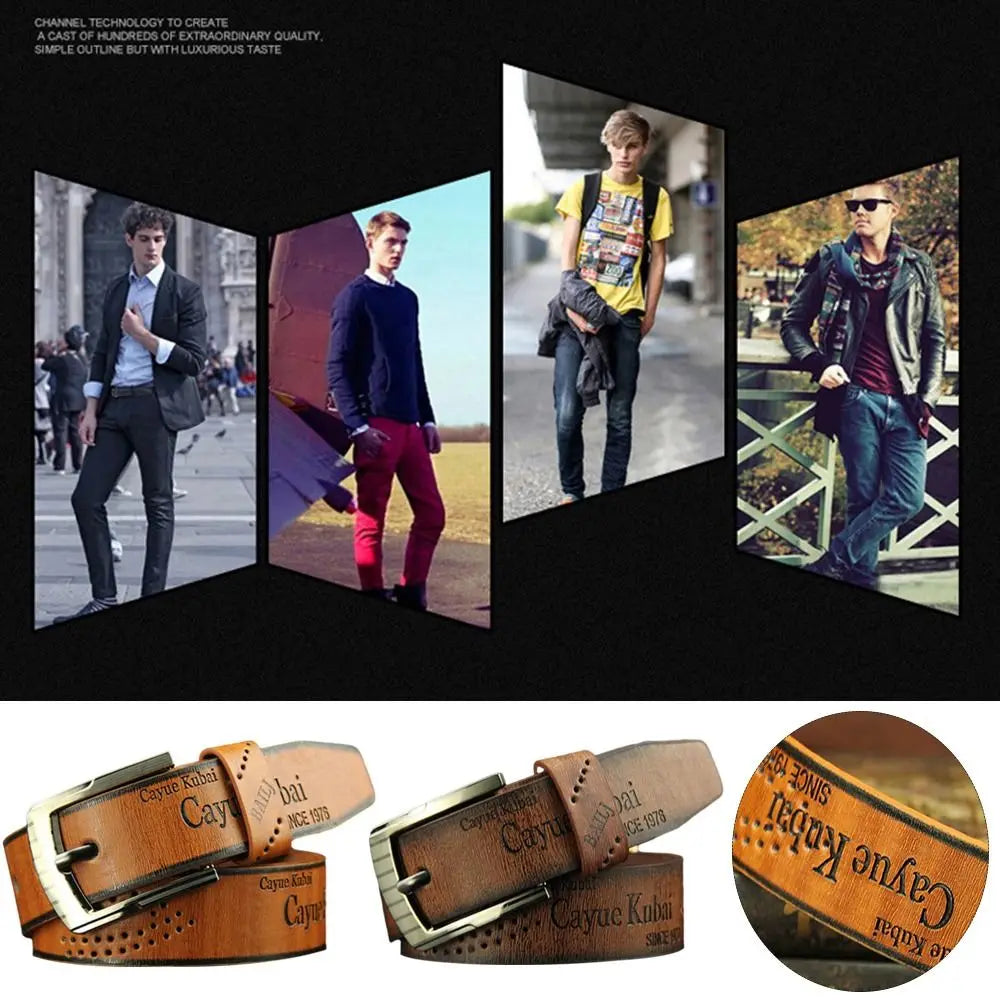 Men's Classic PU Leather Belt with Alloy Buckle