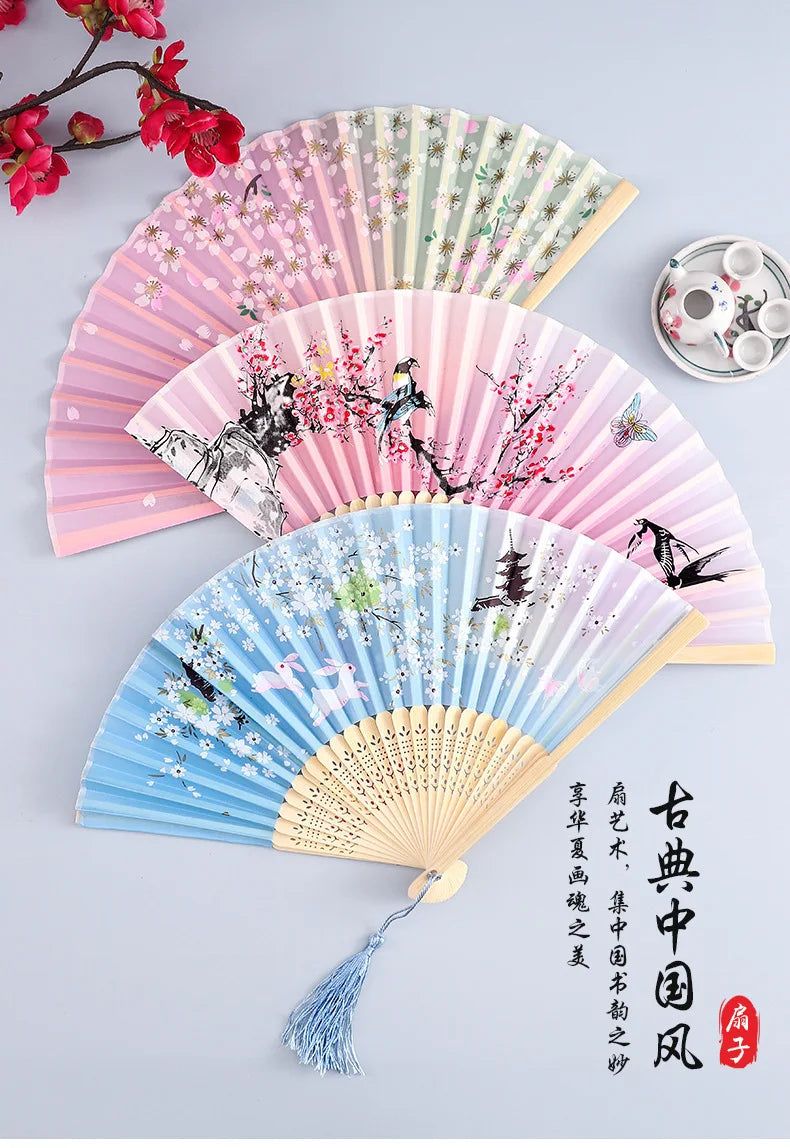 Chinese Style Silk Folding Fan - Hanfu & Cheongsam