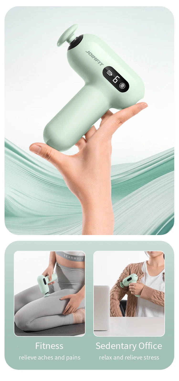 Deep Tissue Percussion Massage Gun — 6-Speed with 4 Massage Heads