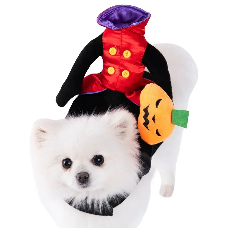 3-Piece Halloween Dog Cosplay Costume Set with Wig Hat & Prop