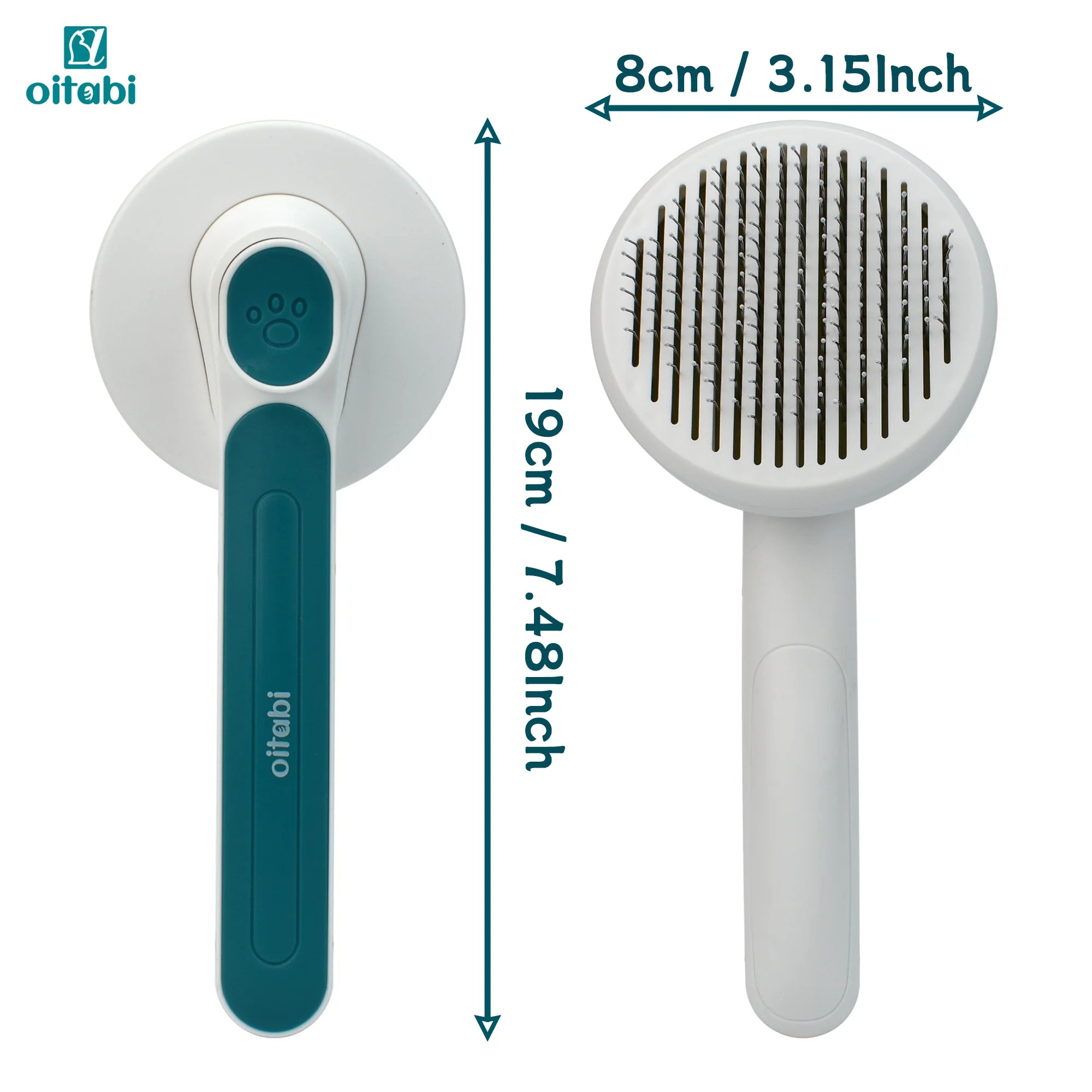 Oitabi Self-Cleaning Slicker Brush for Dogs & Cats | One-Touch Hair Removal | Long & Short Hair
