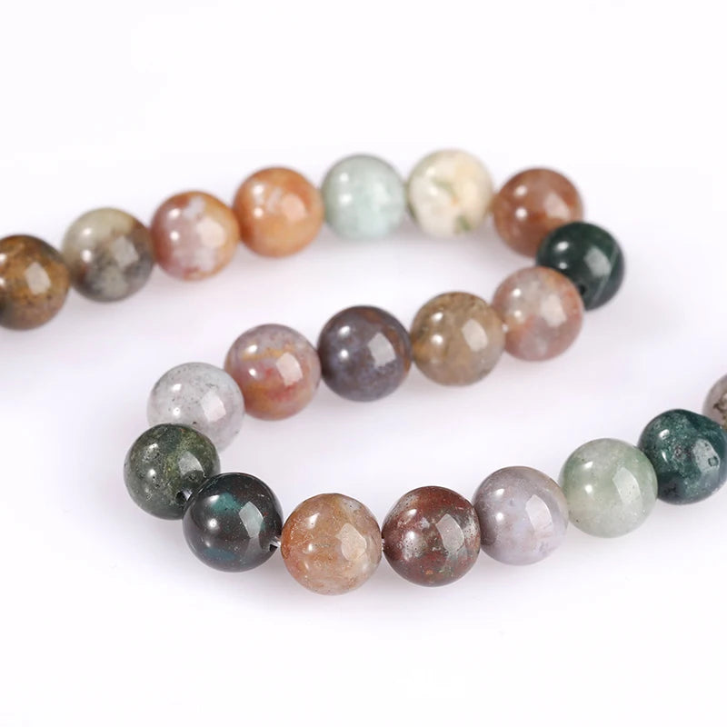 Natural Stone Beads Indian Agate Stone Round Ball Loose Beads 4 6 8 10 12MM for Jewelry Making Necklace DIY Bracelets Accessory