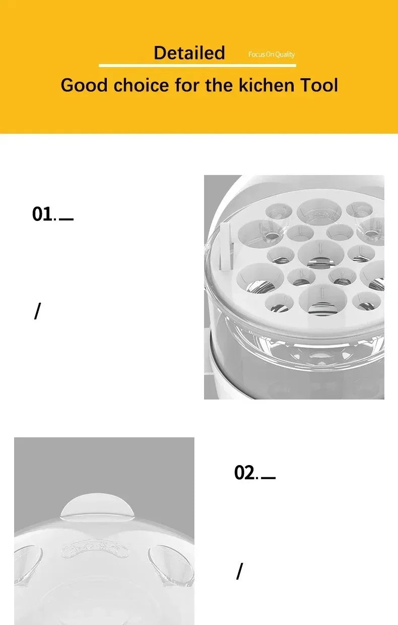 Electric Egg Cooker & Steamer | Single or Double Layer | 360° Rapid Steam | Mini Breakfast Machine
