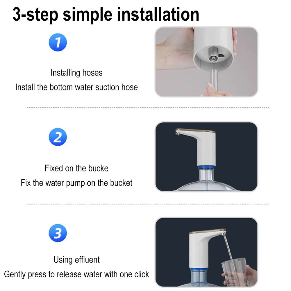 Electric Water Bottle Pump | USB Rechargeable, Ultra-Silent Dispenser for Kitchen, Office & Home