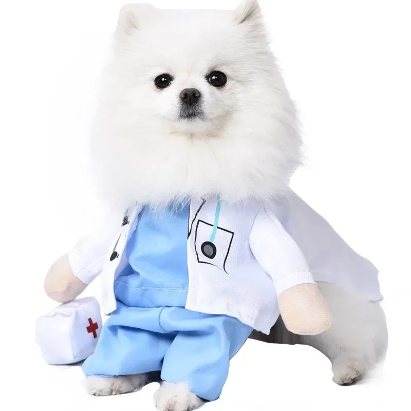 3-Piece Halloween Dog Cosplay Costume Set with Wig Hat & Prop