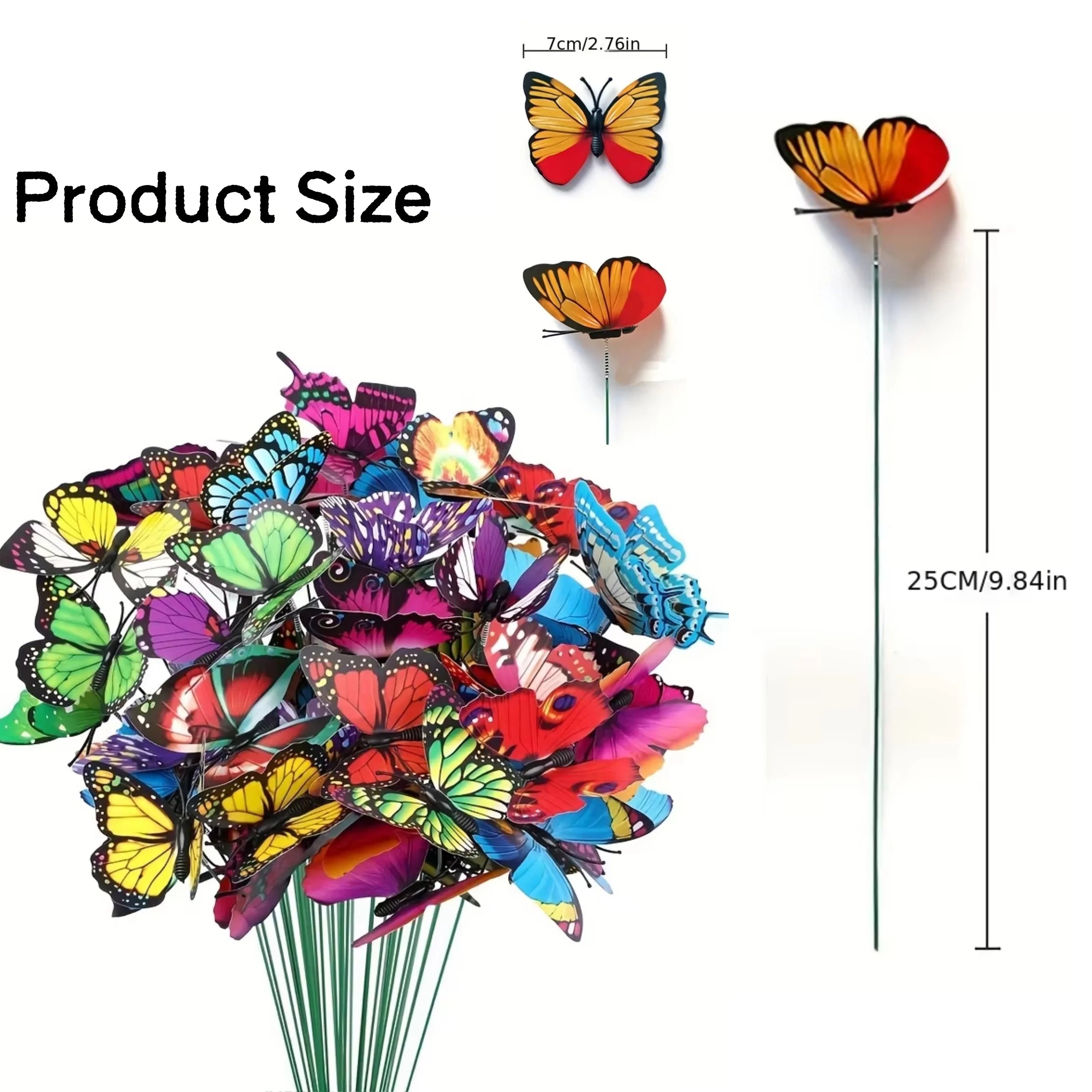 3D Butterfly Garden Stakes - Multicolor Decorative Yard & Planter Decor