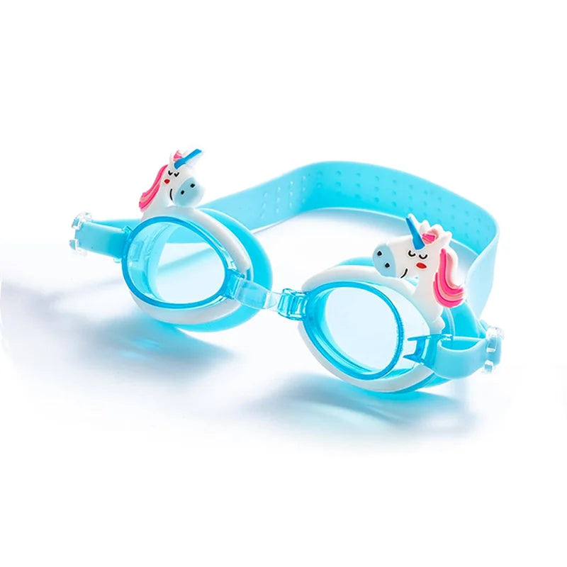 Cartoon Colorful Pony Children's Swimming Goggles Waterproof Anti Fog Adjustable Glasses