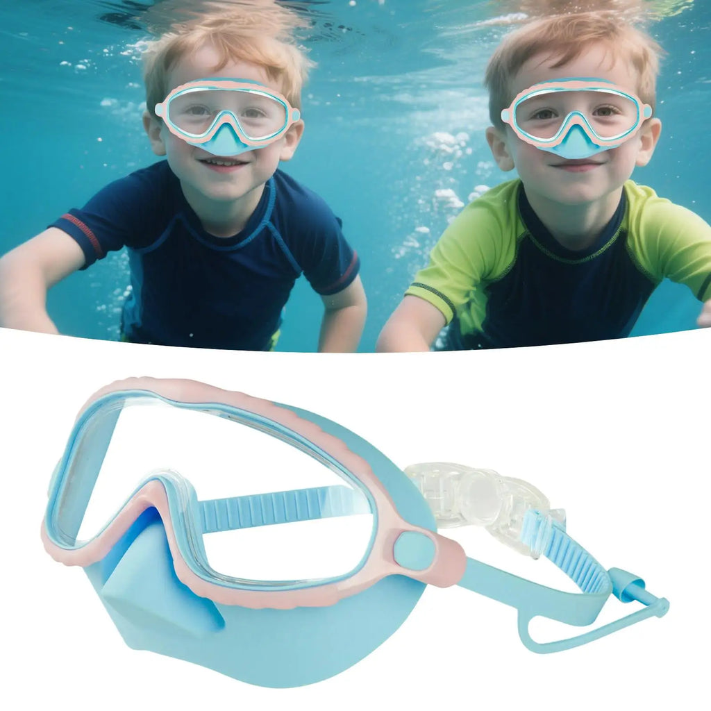 Goggles With Nose Cover Diving Glasses Anti-Fog No-Leak Clear Waterproof Snorkeling Goggles Gear For Children Kids Aged 4-15