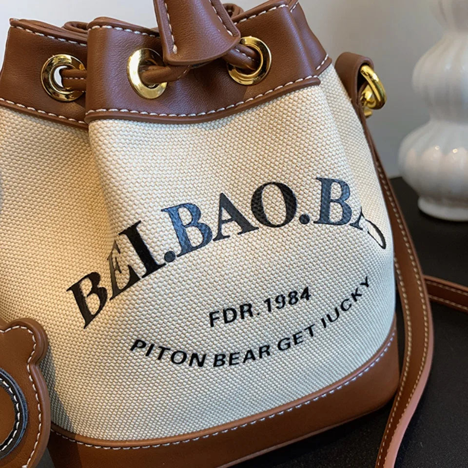 Women's Drawstring Bucket Crossbody Bag