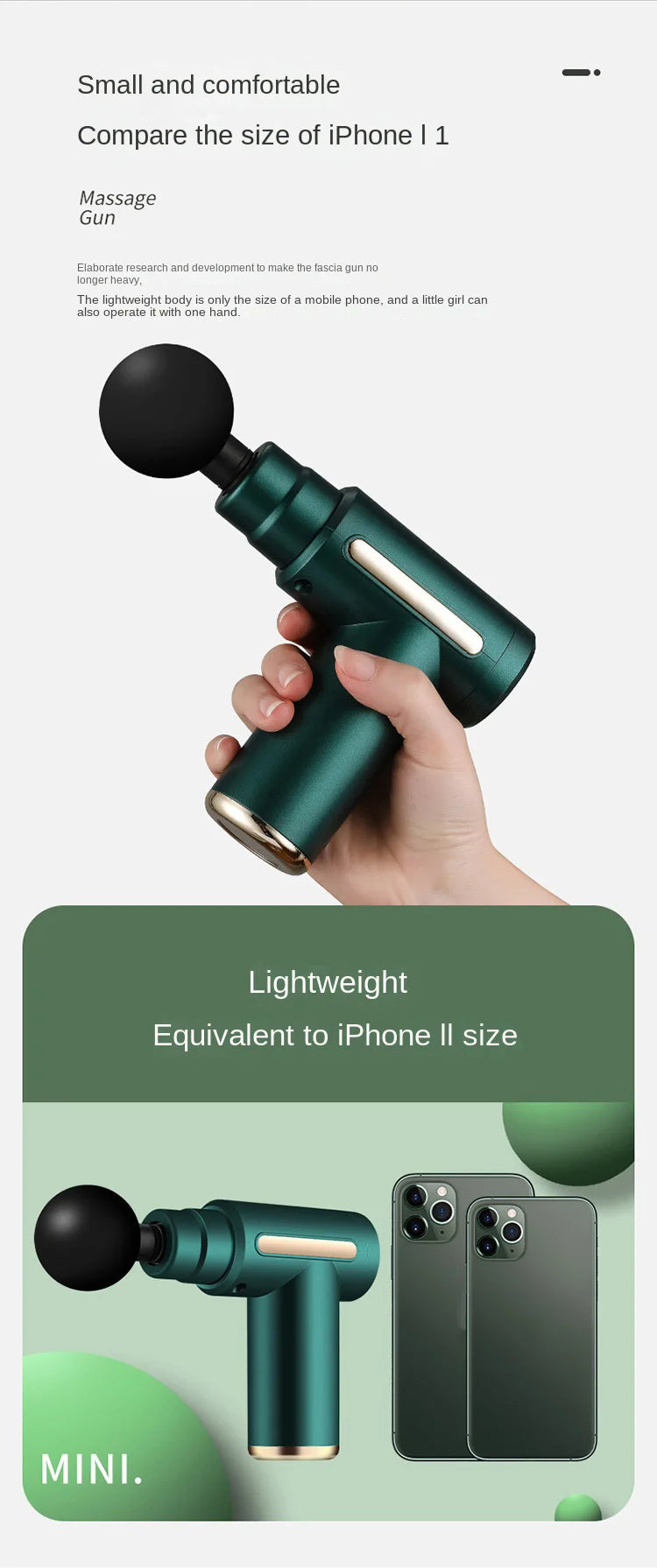 Handheld Deep Muscle Massage Gun | 6 Modes & 6 Speeds | Compact Design for Body, Back & Neck