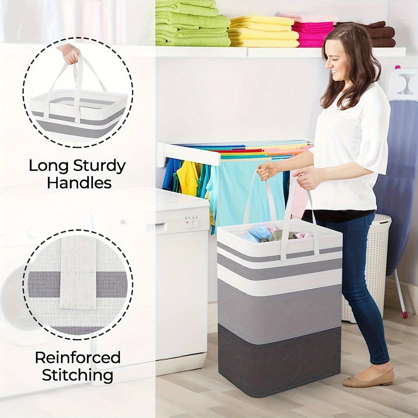 75L Collapsible Laundry Hamper with Handles