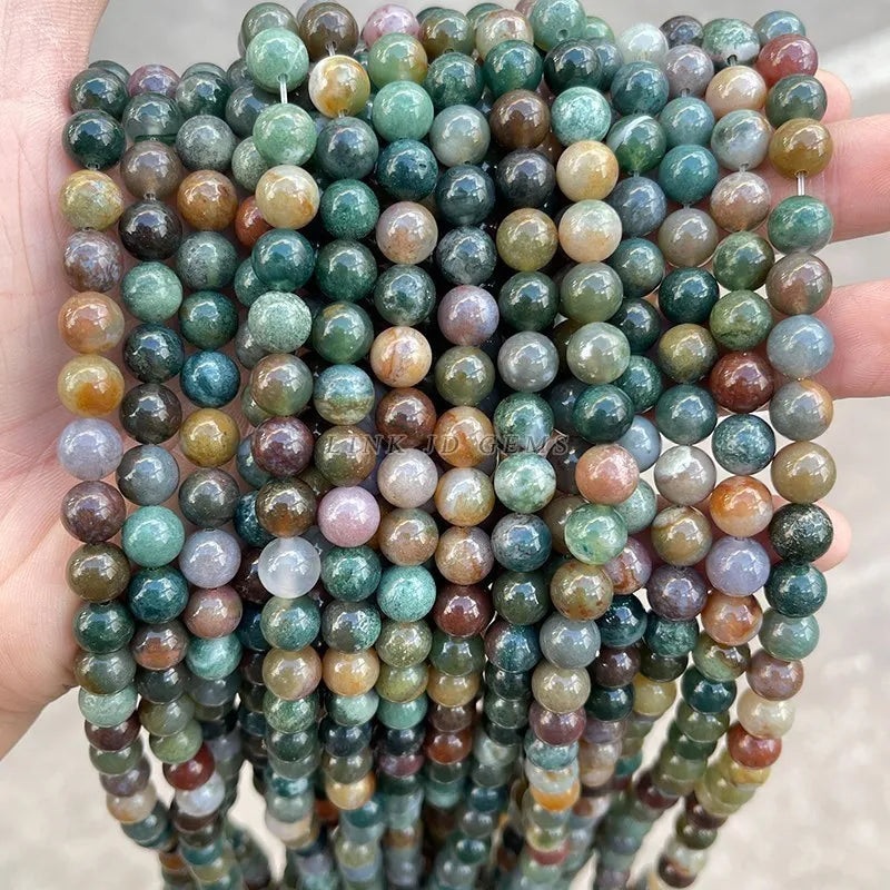 Natural Stone Beads Indian Agate Stone Round Ball Loose Beads 4 6 8 10 12MM for Jewelry Making Necklace DIY Bracelets Accessory