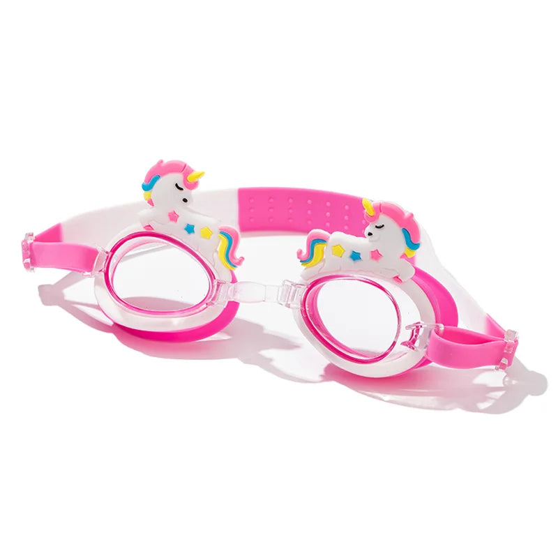Cartoon Colorful Pony Children's Swimming Goggles Waterproof Anti Fog Adjustable Glasses