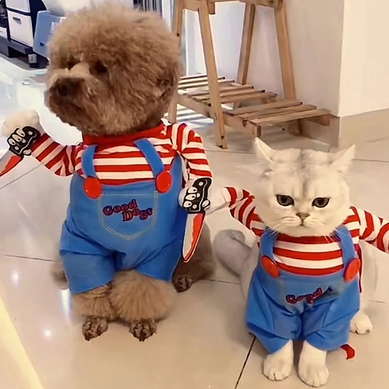 Halloween Cosplay Jumpsuit for Cats & Small Dogs with Foam Prop