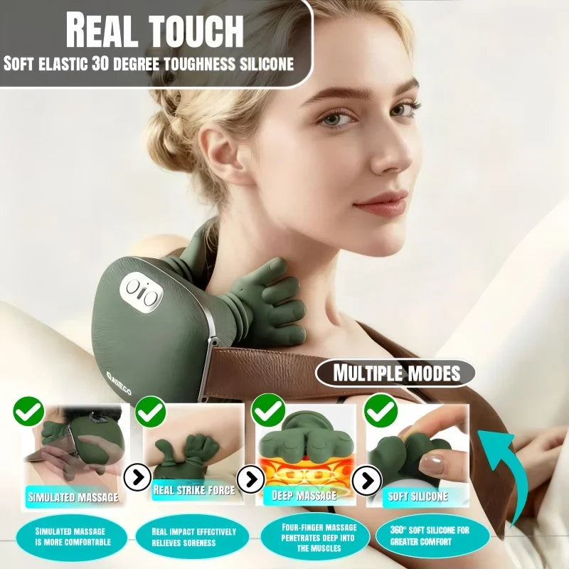 4D Shiatsu Neck & Shoulder Massager – Wireless Deep Tissue Relief with Heat
