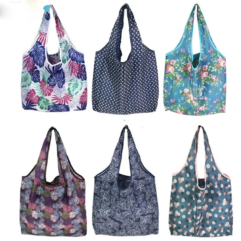 Foldable Large Shopping Storage Bags for Groceries Recyclable Grocery Tote Pouch Eco-Friendly Heavy Duty Washable Shopper Bag