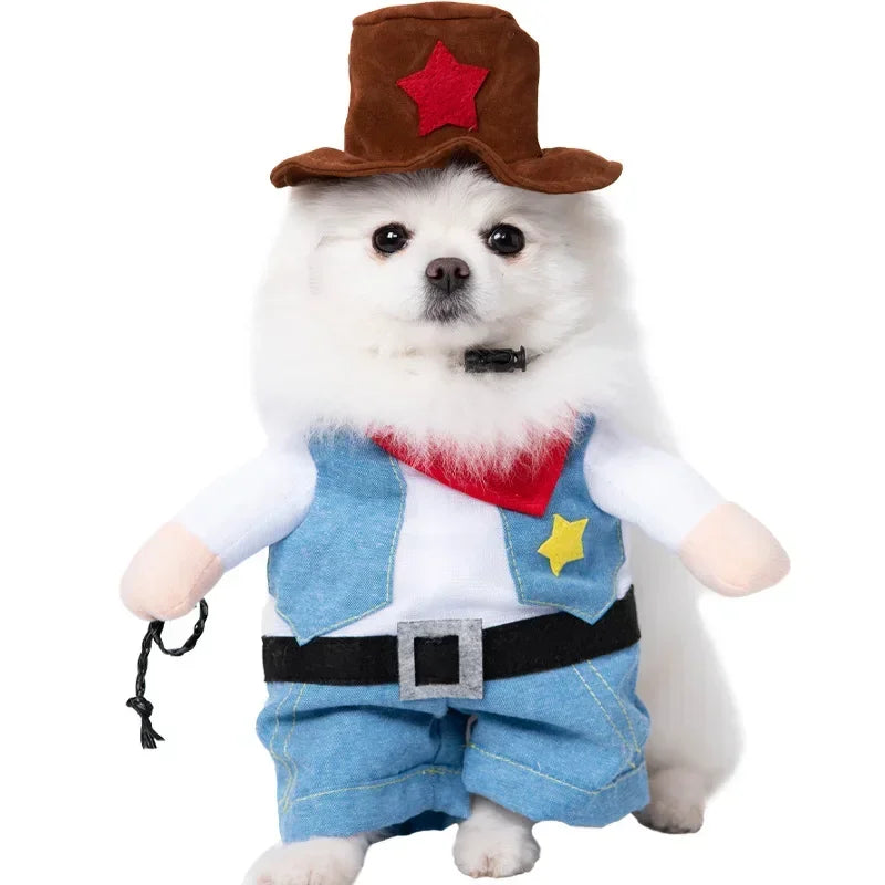 3-Piece Halloween Dog Cosplay Costume Set with Wig Hat & Prop