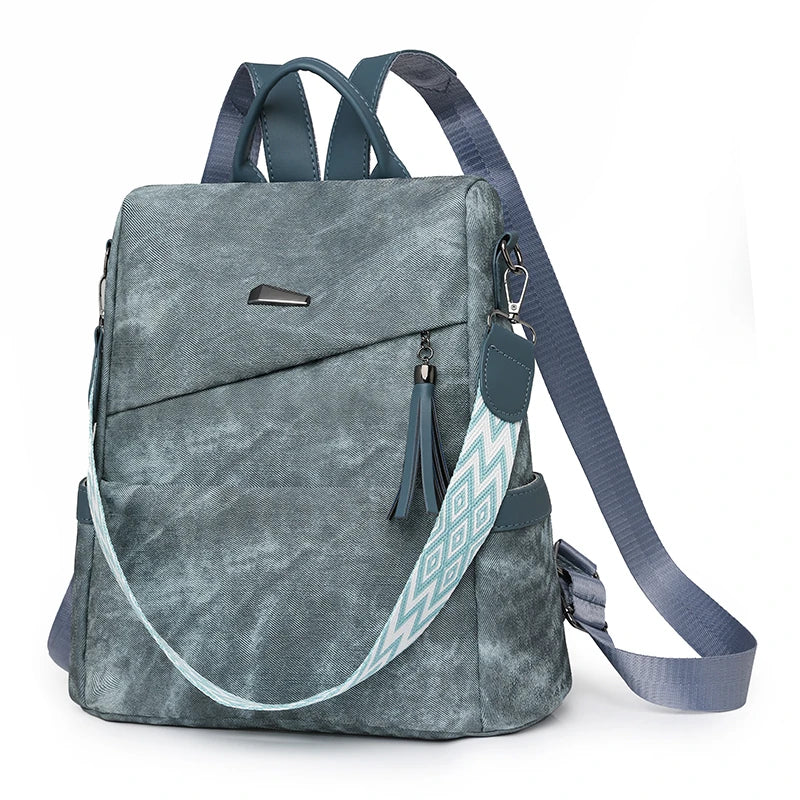 Women's PU Leather Backpack - Large Capacity Fashion Daypack with Tassel