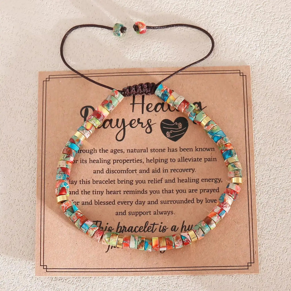 Natural Stone Beaded Bracelet – Adjustable Bohemian Woven Bracelet for Women & Men