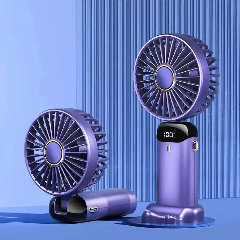 5-Speed Rechargeable Handheld Fan with LED Display & Aromatherapy