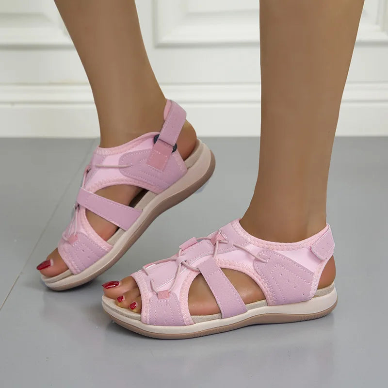 Women's Peep-Toe Flat Beach Sandals