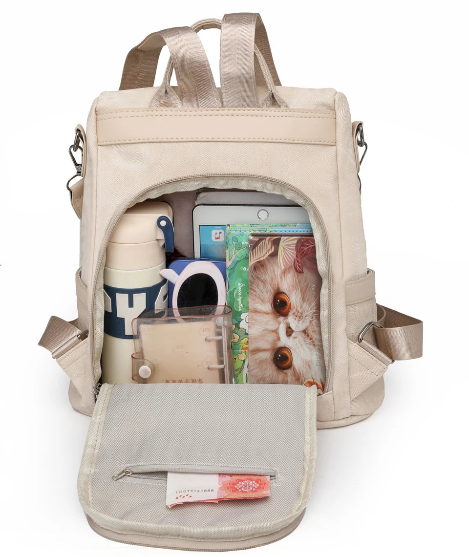 Women's PU Leather Backpack - Large Capacity Fashion Daypack with Tassel