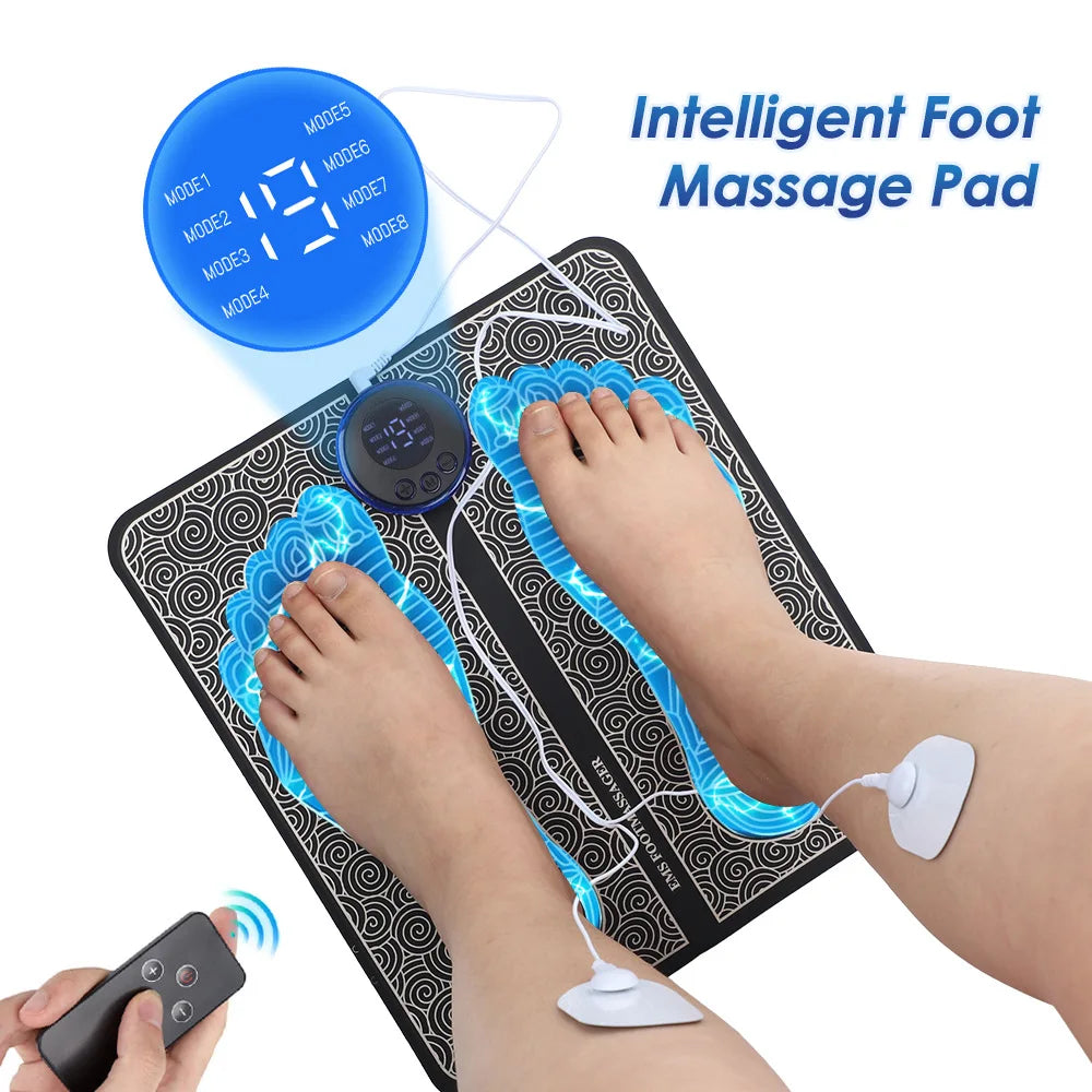 CAMMUO EMS Foot Massager Pad | 8 Modes, 19 Levels, Wireless Remote — Just 15 Min a Day