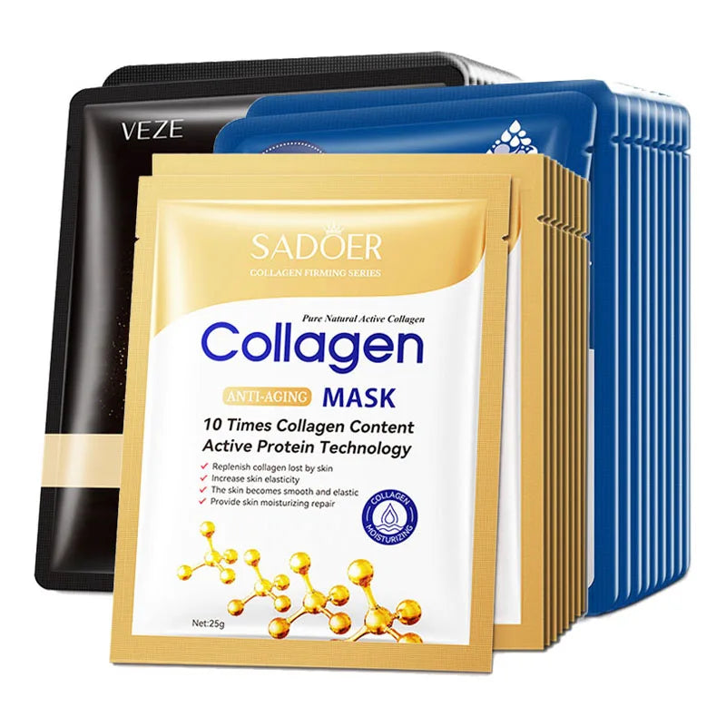 SADOER 20-Piece Snail Collagen & Hyaluronic Acid Sheet Mask Set - Korean Skincare