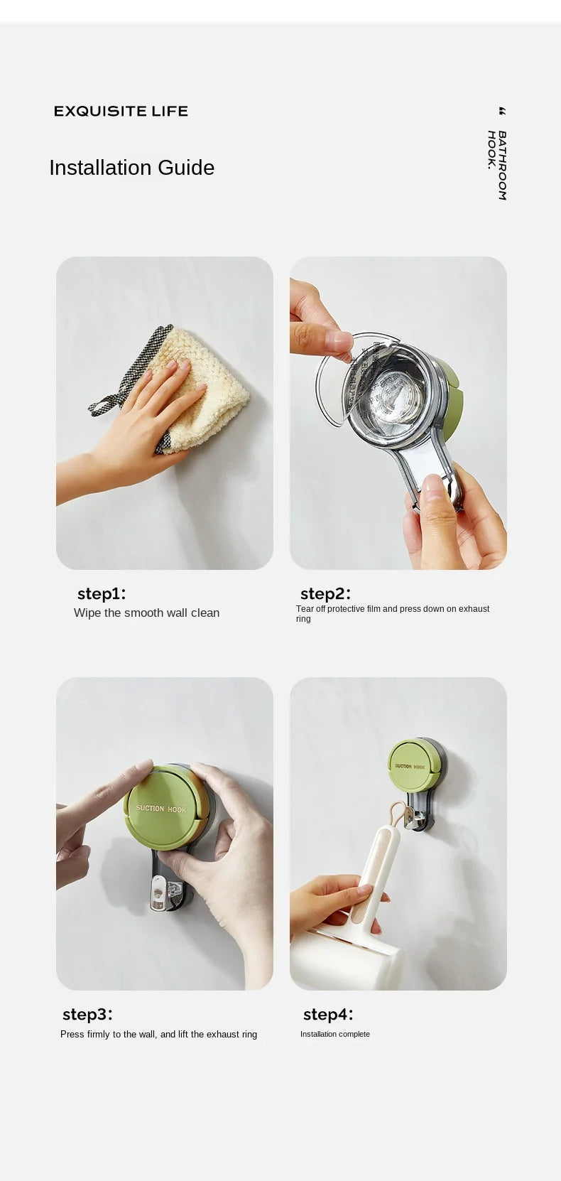 Strong Vacuum Suction Cup Hooks – No-Drill, Traceless & Waterproof for Bathroom, Kitchen & More
