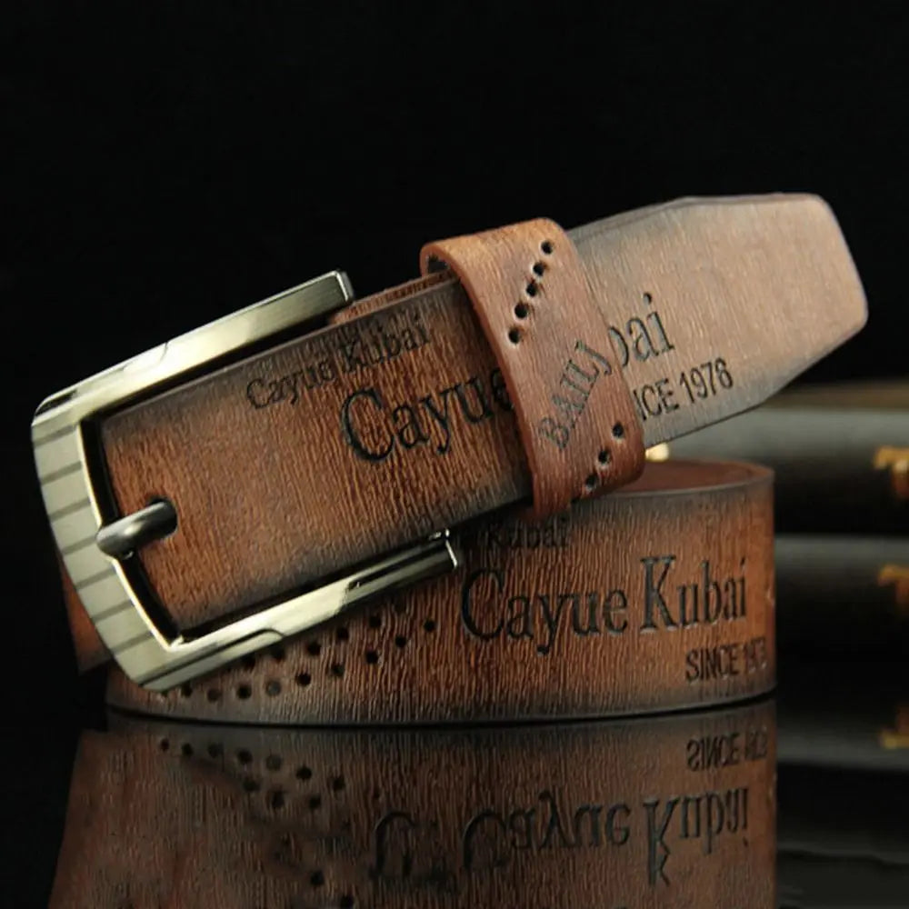 Men's Classic PU Leather Belt with Alloy Buckle