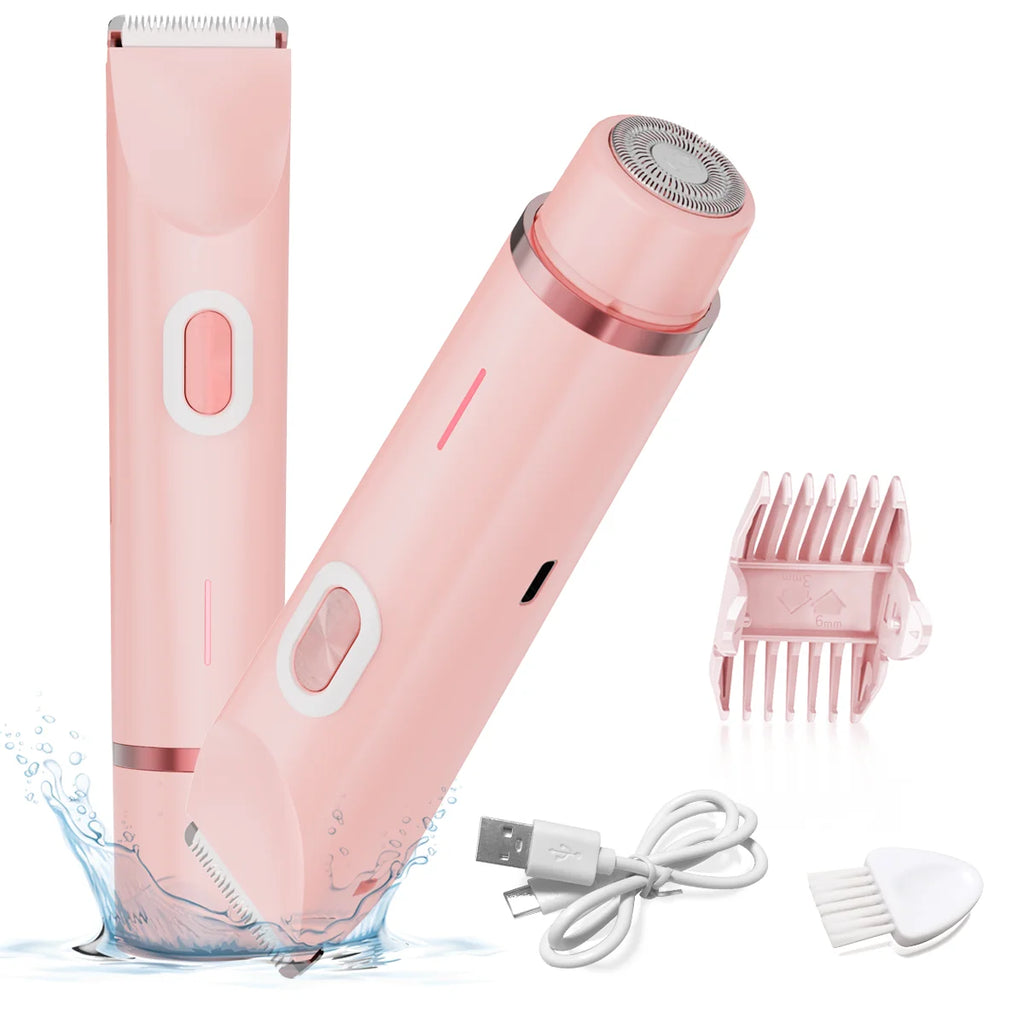 2-in-1 Electric Bikini Trimmer for Women – Painless, Waterproof & Rechargeable with Ceramic Blade