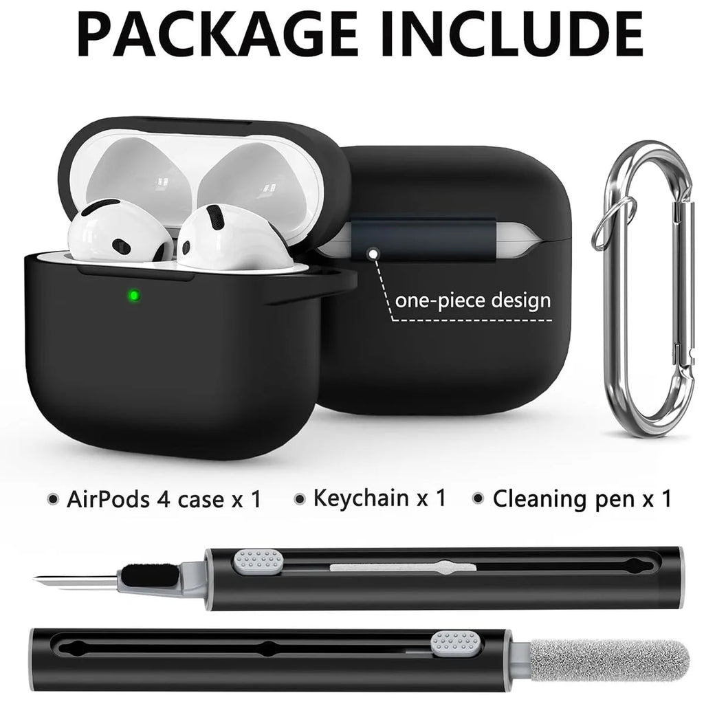 AirPods 4 Case (2024) - Military Grade Silicone with Keychain, 12 Colors