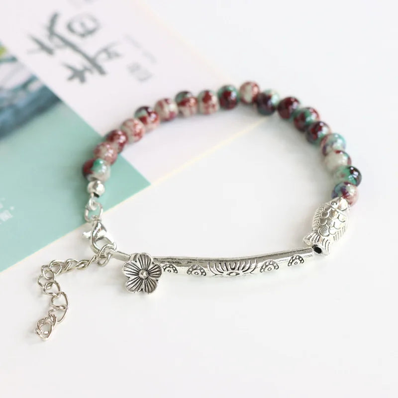 Natural Stone Beaded Charm Bracelet — Lava, 7 Chakra, Labradorite, Ceramic & More | Unisex