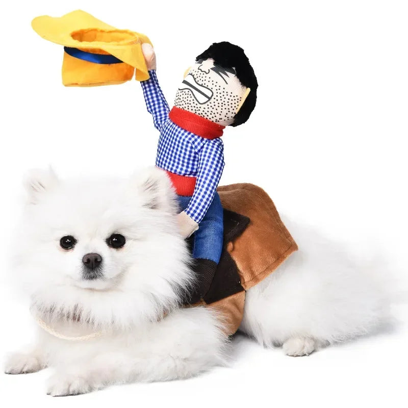 3-Piece Halloween Dog Cosplay Costume Set with Wig Hat & Prop