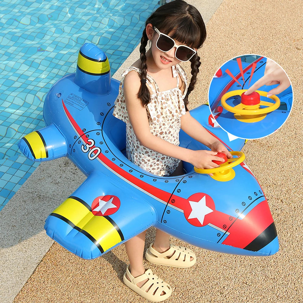 New Inflatable  Aircraft  Swimming Ring , Outdoor Water play toy with Steering wheels  Swimming Ring