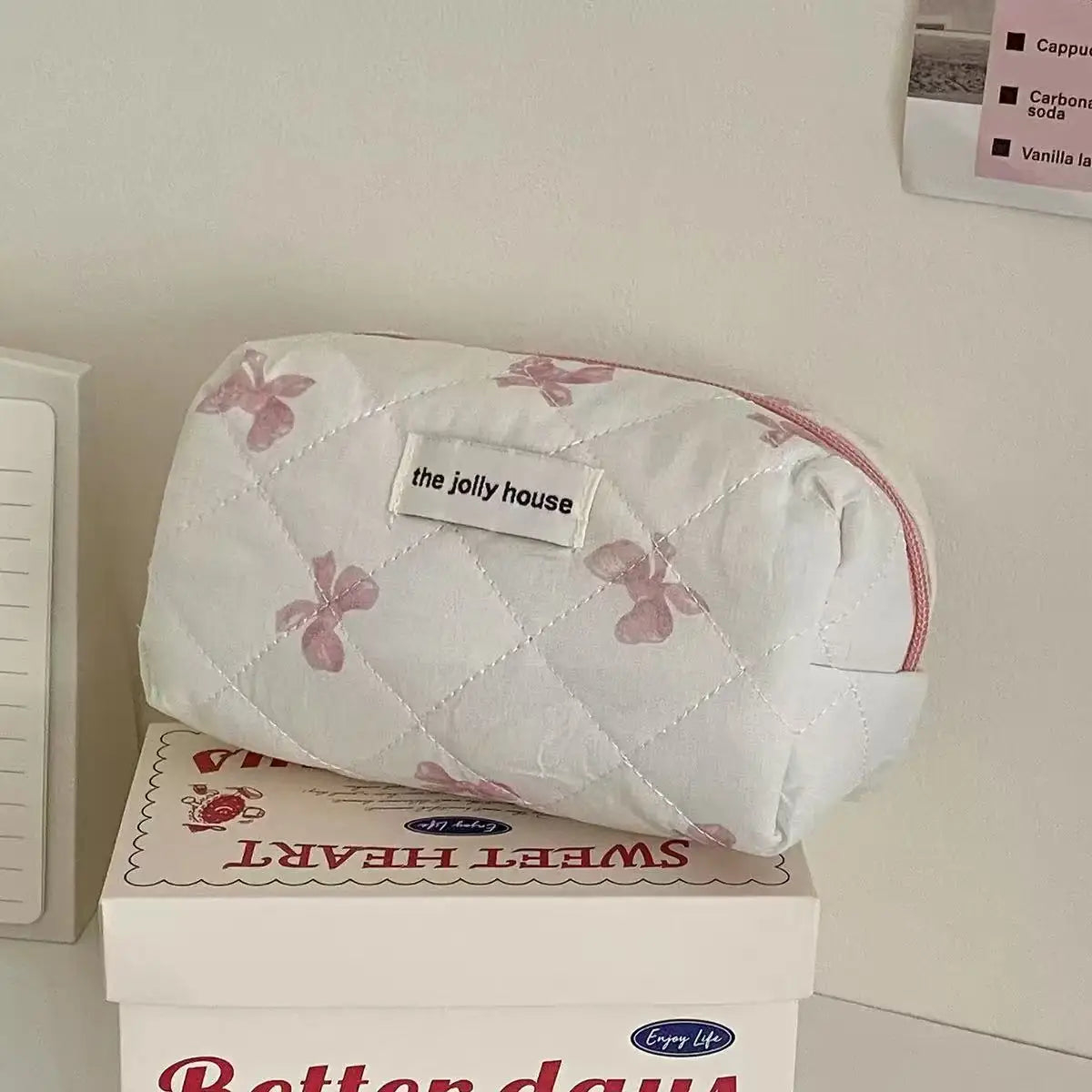 Large Capacity Bow Print Makeup Bag