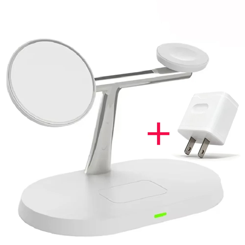 3-in-1 Magnetic Wireless Charger Stand | 30W Fast Charging for iPhone, Apple Watch & AirPods