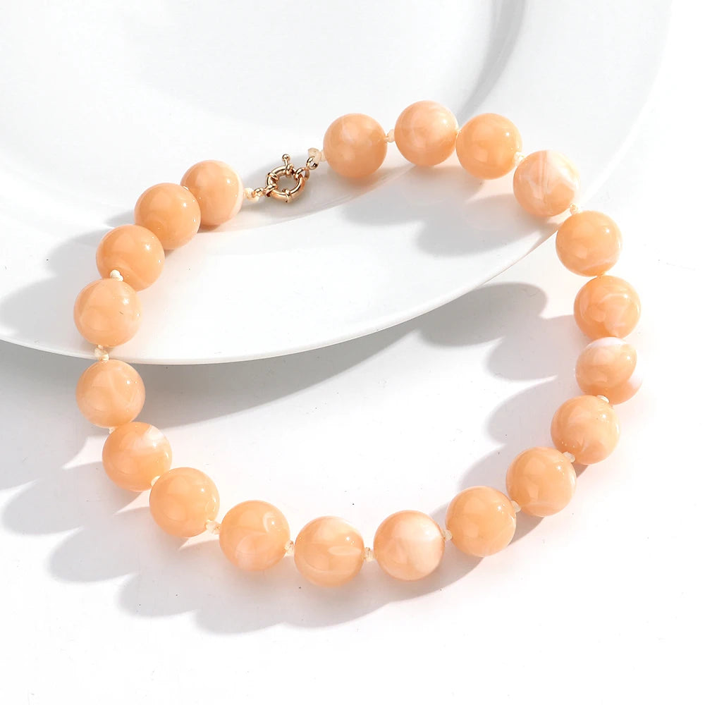 Vintage Beaded Choker Necklace – Bohemian Resin Bead Jewelry for Women