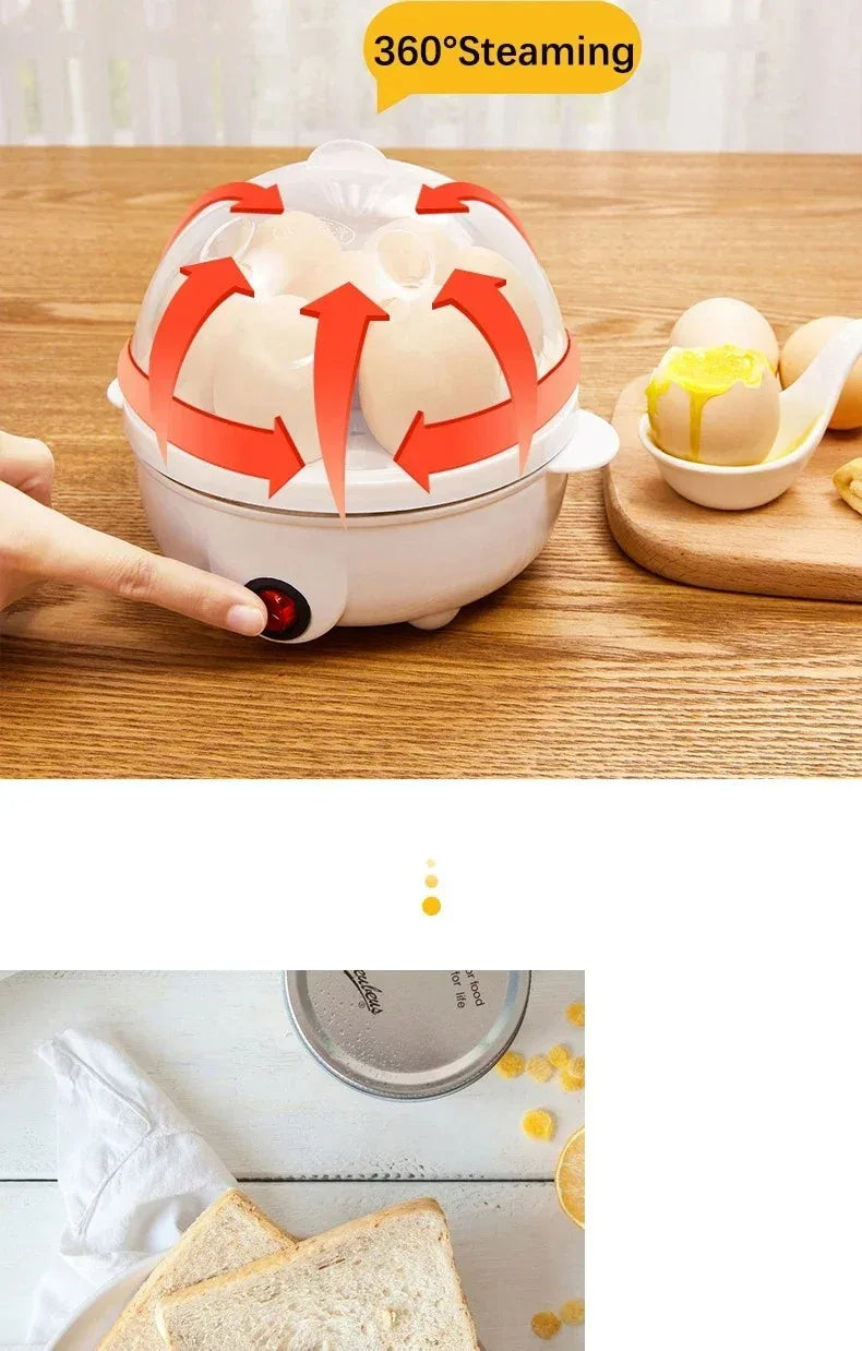 Electric Egg Cooker & Steamer | Single or Double Layer | 360° Rapid Steam | Mini Breakfast Machine