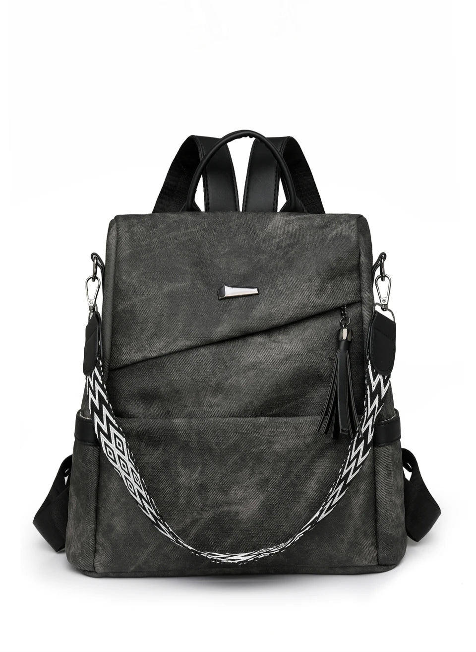 Women's PU Leather Backpack - Large Capacity Fashion Daypack with Tassel